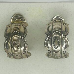 Sterling Silver Clip-on Western Navajo Earrings
